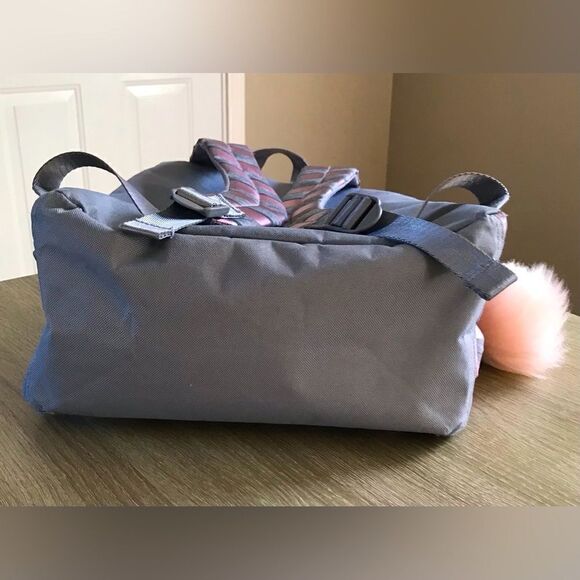 JUSTICE “Rose Gold” Pink / Gray “Distressed” Shimmer Backpack - Picture 3 of 6